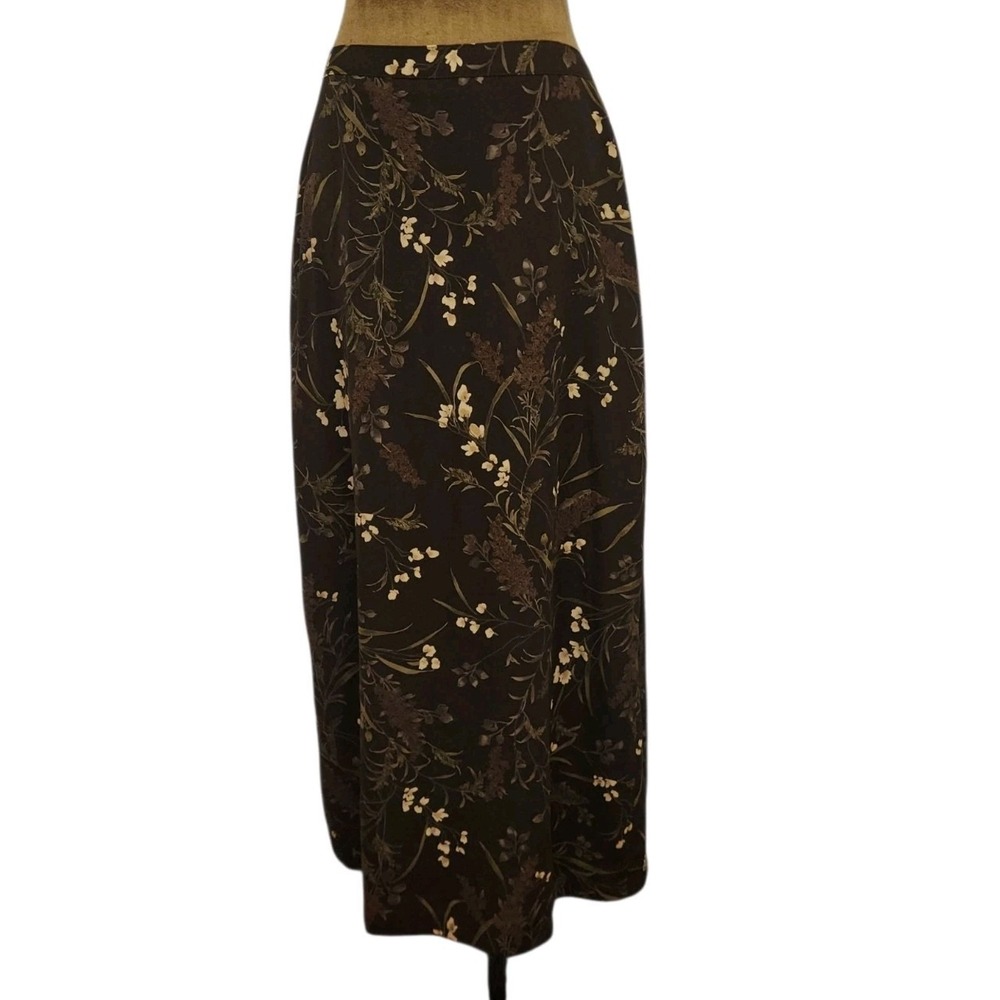 AGB Byer California Skirt Size 10 Brown Midi Floral Y2K Fall Lightweight Earthy